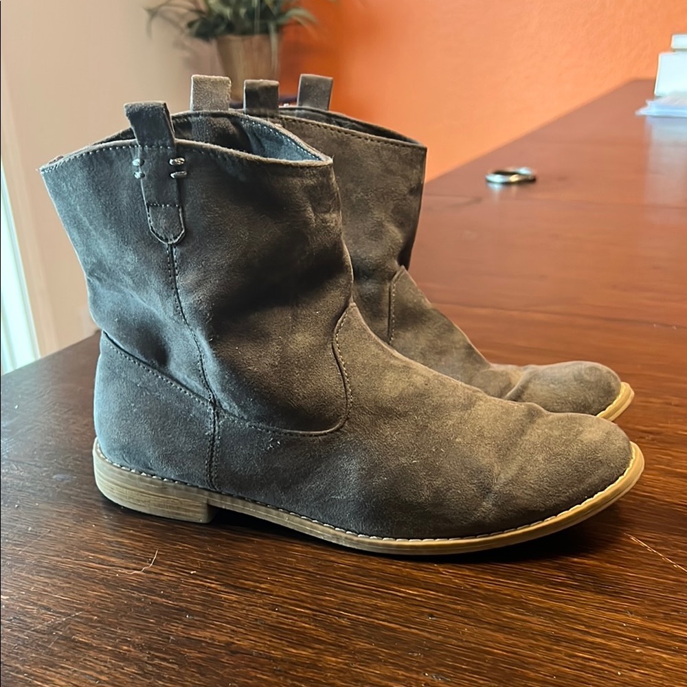 Gray Suede Ankle Boots